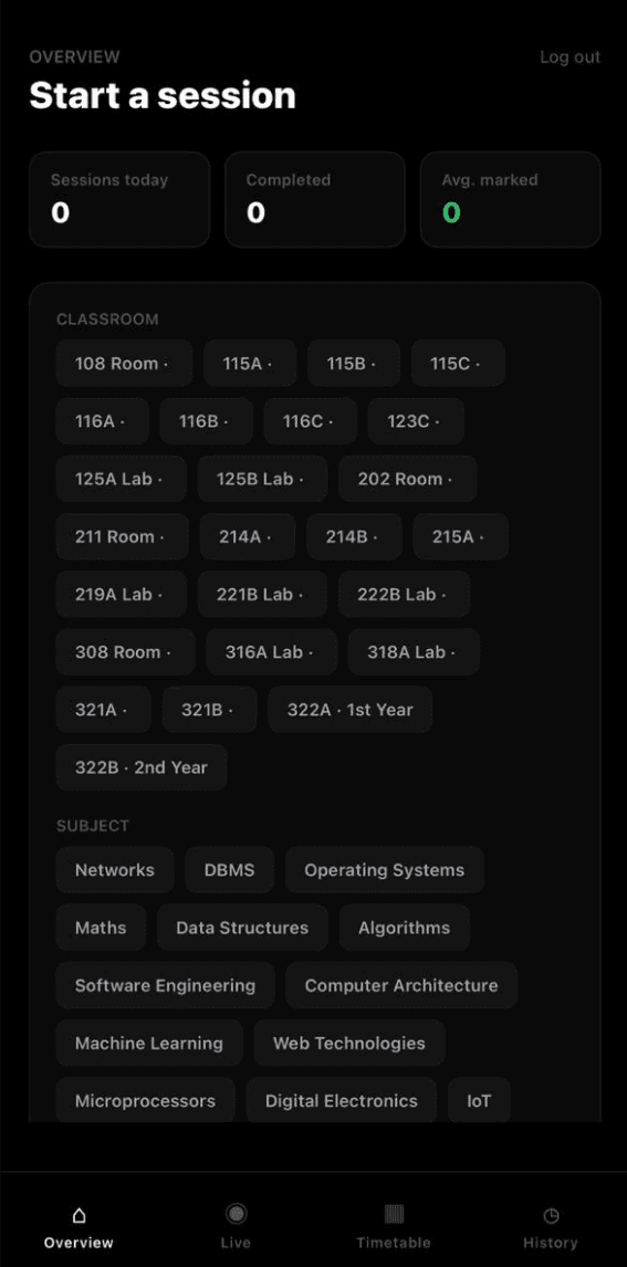 Presenze Faculty/HOD Dashboard App